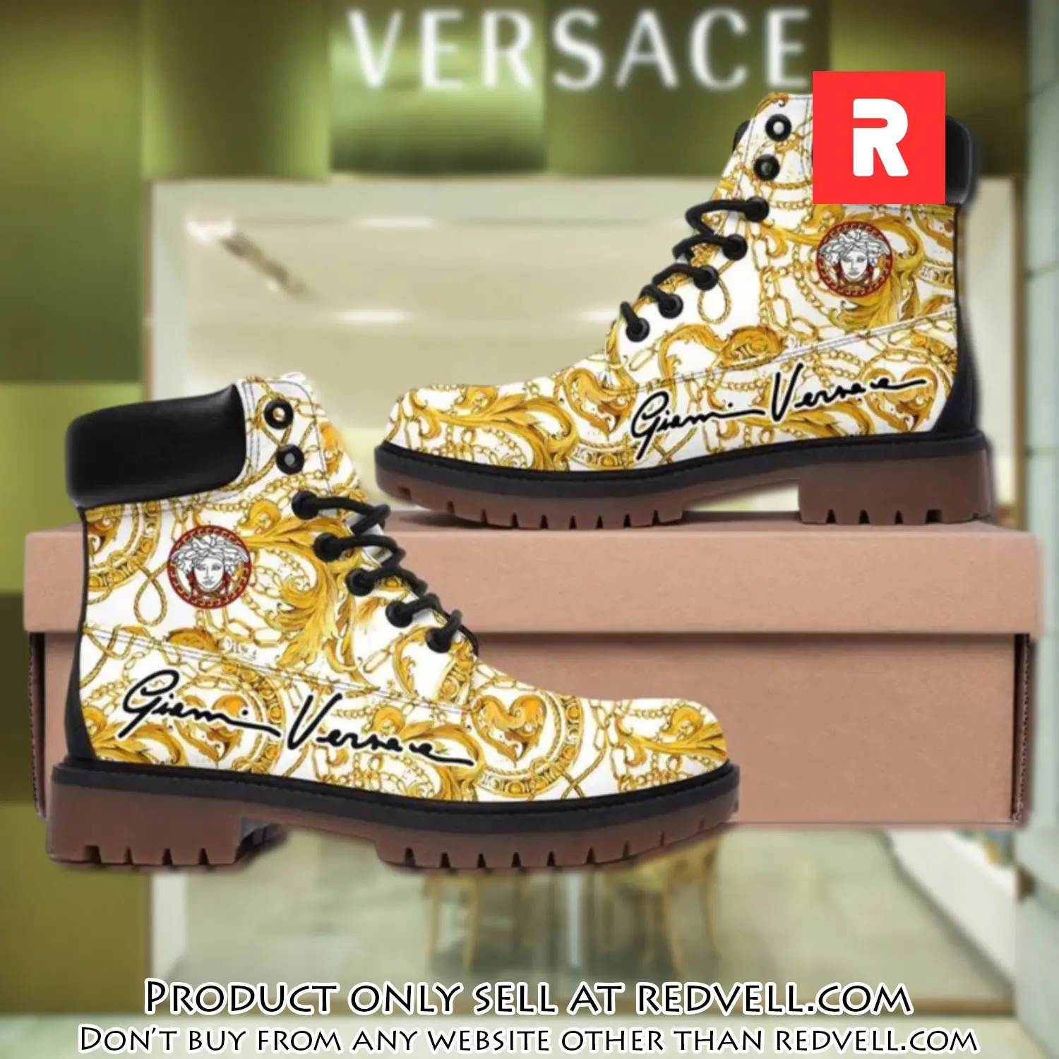 Gianni versace medusa gold pattern white luxury brand boots premium gifts for men women rv3951266